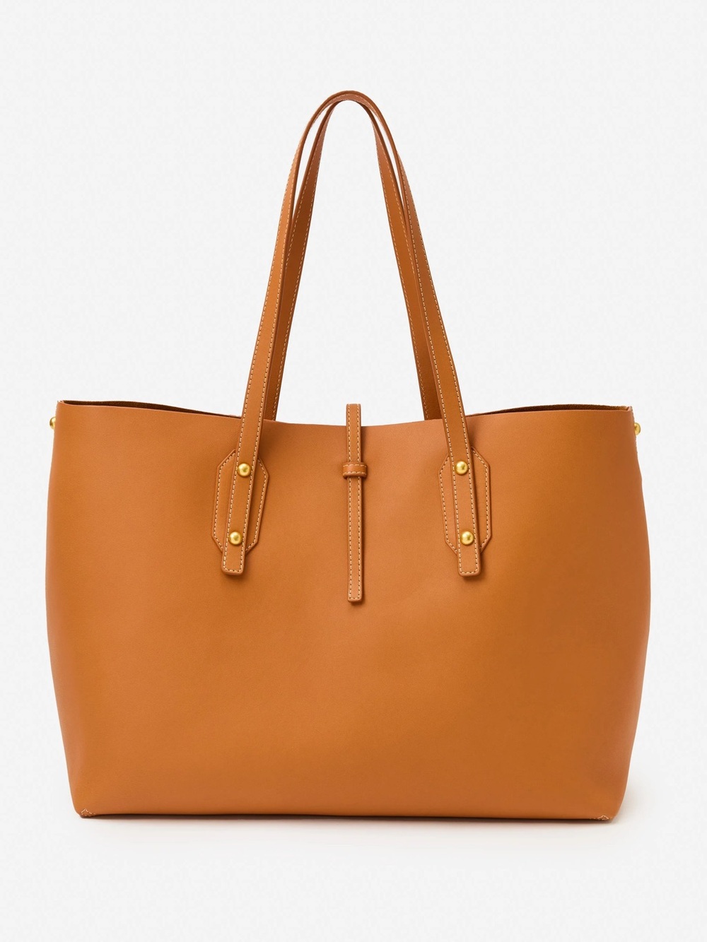 Leather Tote Bag in Cognac Brown - Classic Women's Handbag